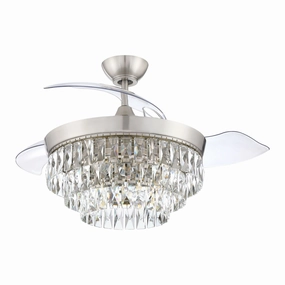 Sofia 42 Hidden Blades 42"Ceiling Fan Brushed Polished Nickel decorative fandeliers with lights