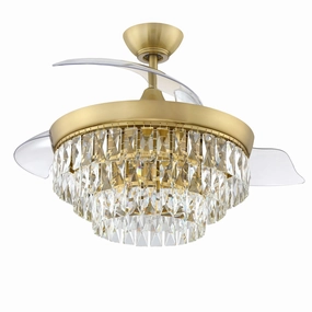 Sofia 42 Hidden Blades 42"Ceiling Fan Satin Brass decorative fandeliers with lights