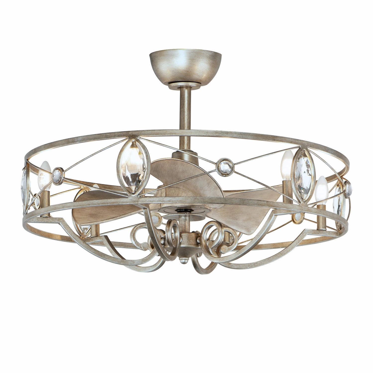 Solitaire LED Fandelight Silver Mist decorative fandeliers with lights