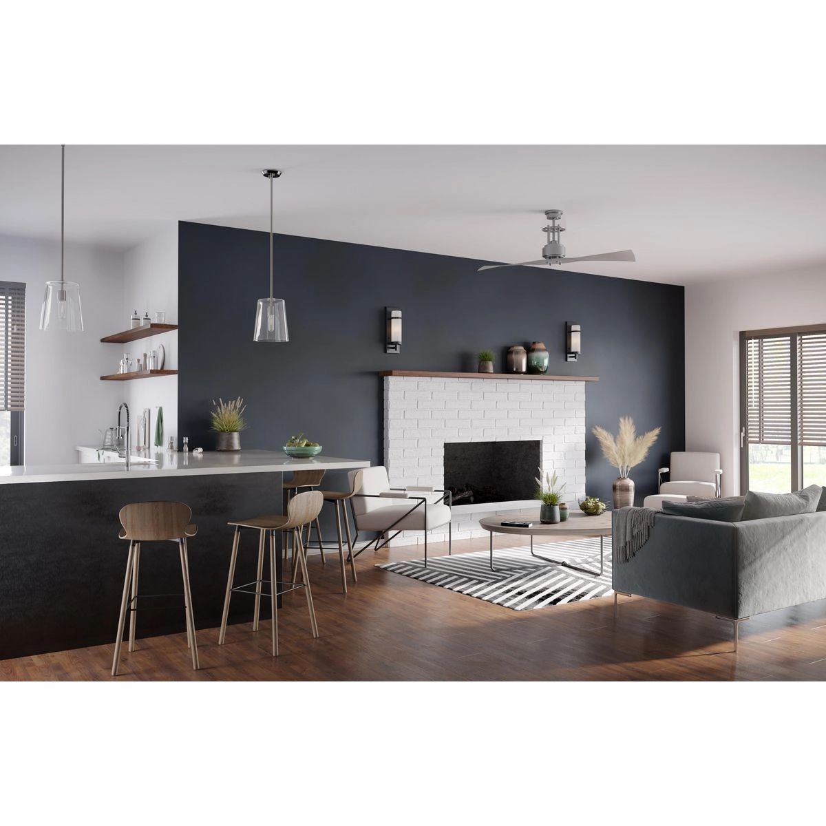 Spades 56"Ceiling Fan Brushed Nickel