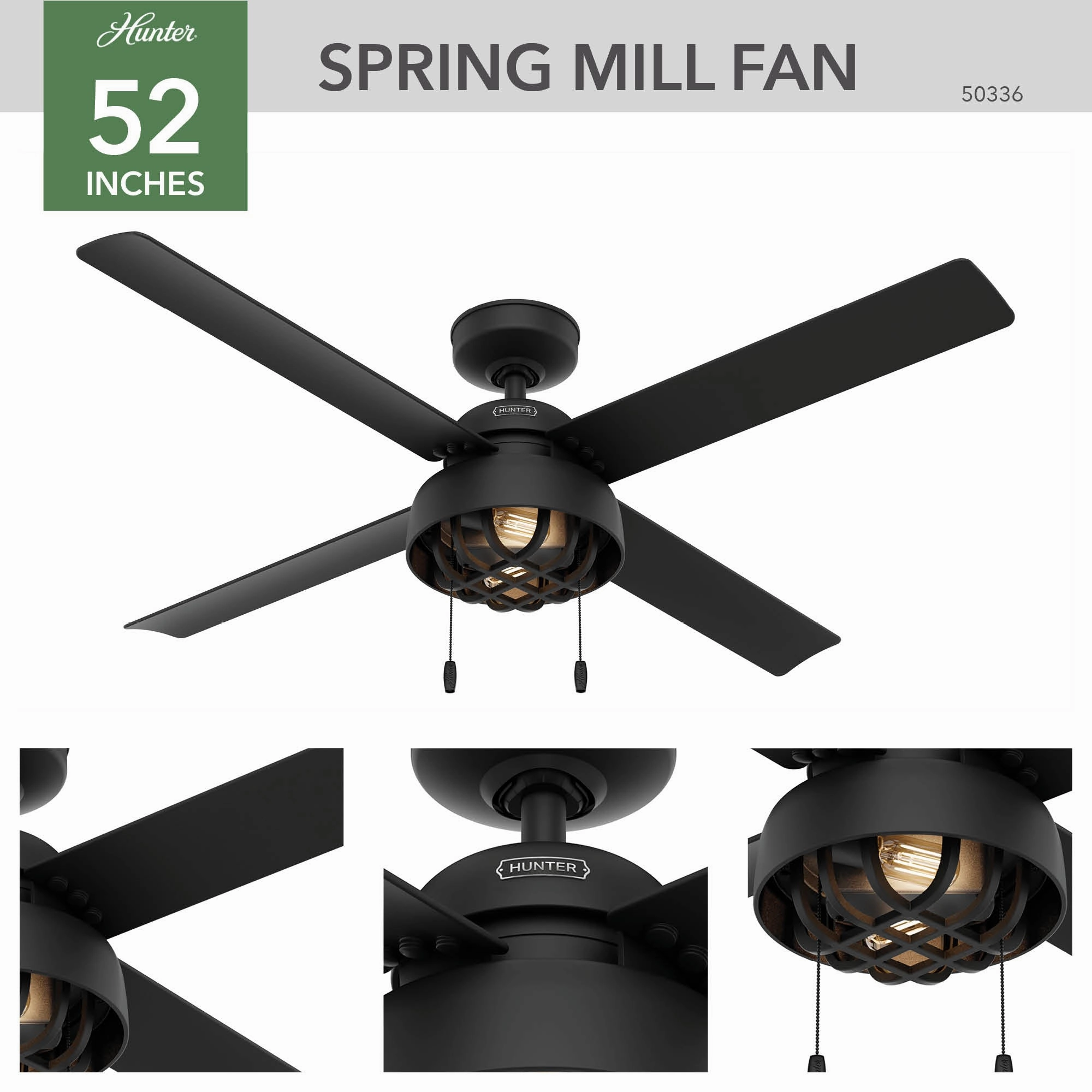 Spring Mill 52"Ceiling Fan Matte Black