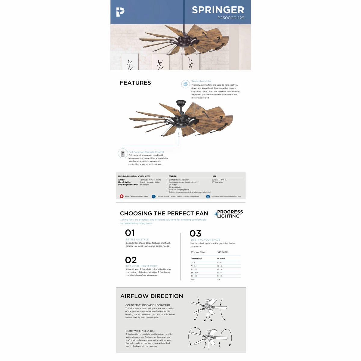 Springer 60" Ceiling Fan Architectural Bronze