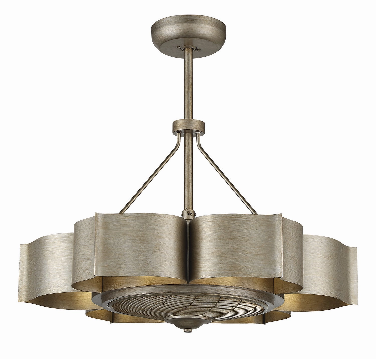 Stockholm Six Light Fan D'lier Silver Patina decorative fandeliers with lights