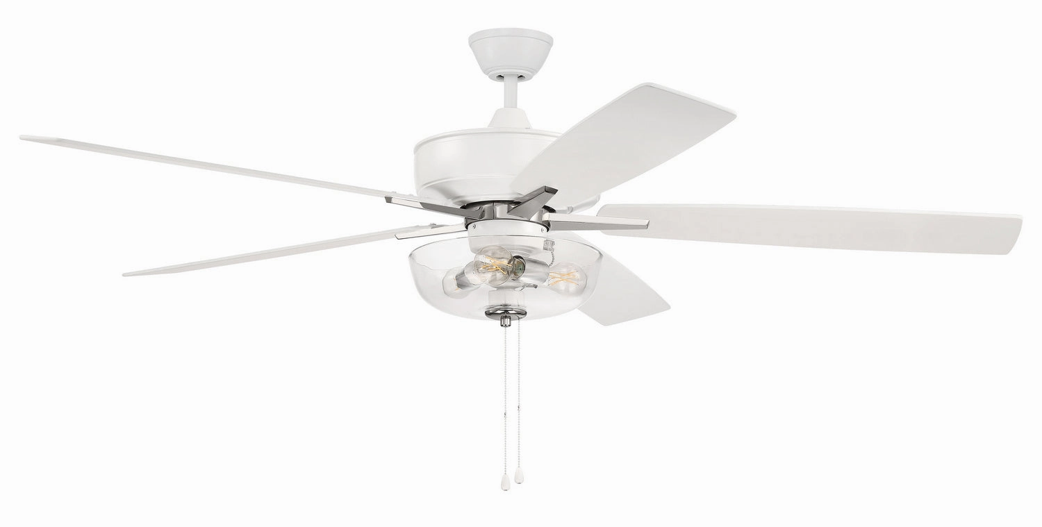 Super Pro 101 60" Ceiling Fan in White/Polished Nickel Ceiling fan with adjustable speed settings