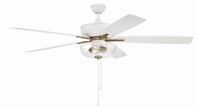 Super Pro 101 60"Ceiling Fan White/Satin Brass modern medium fans for everyday cooling