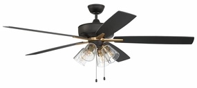 Super Pro 104 60" Ceiling Fan in Flat Black/Satin Brass Ceiling fan with adjustable speed settings