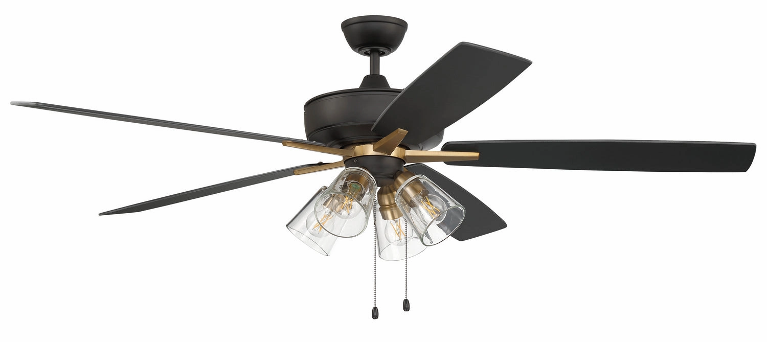 Super Pro 104 60" Ceiling Fan in Flat Black/Satin Brass Ceiling fan with adjustable speed settings