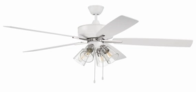 Super Pro 104 60" Ceiling Fan in White/Polished Nickel quiet indoor fans for bedrooms and offices