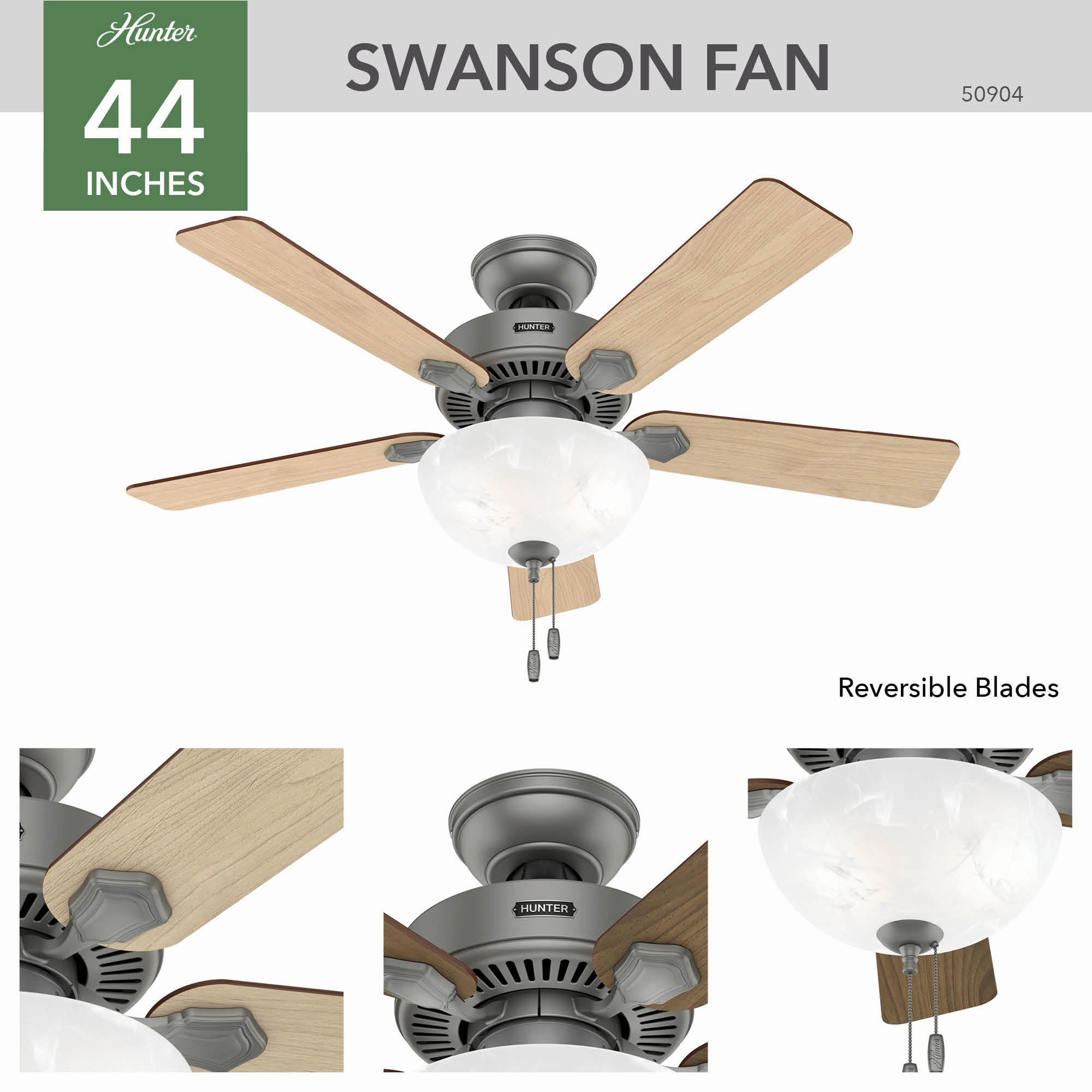 Swanson 44"Ceiling Fan Matte Silver