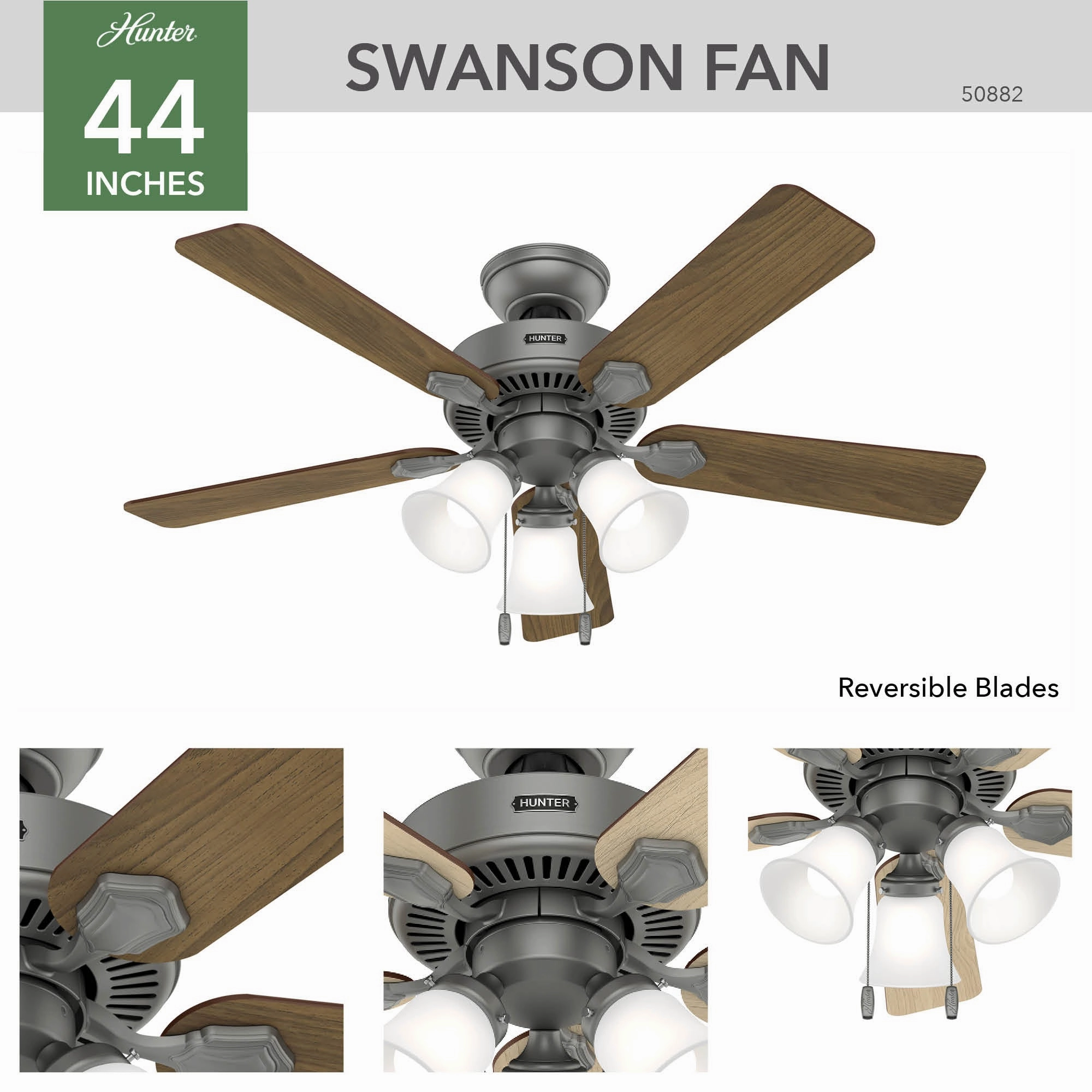 Swanson 44"Ceiling Fan Matte Silver