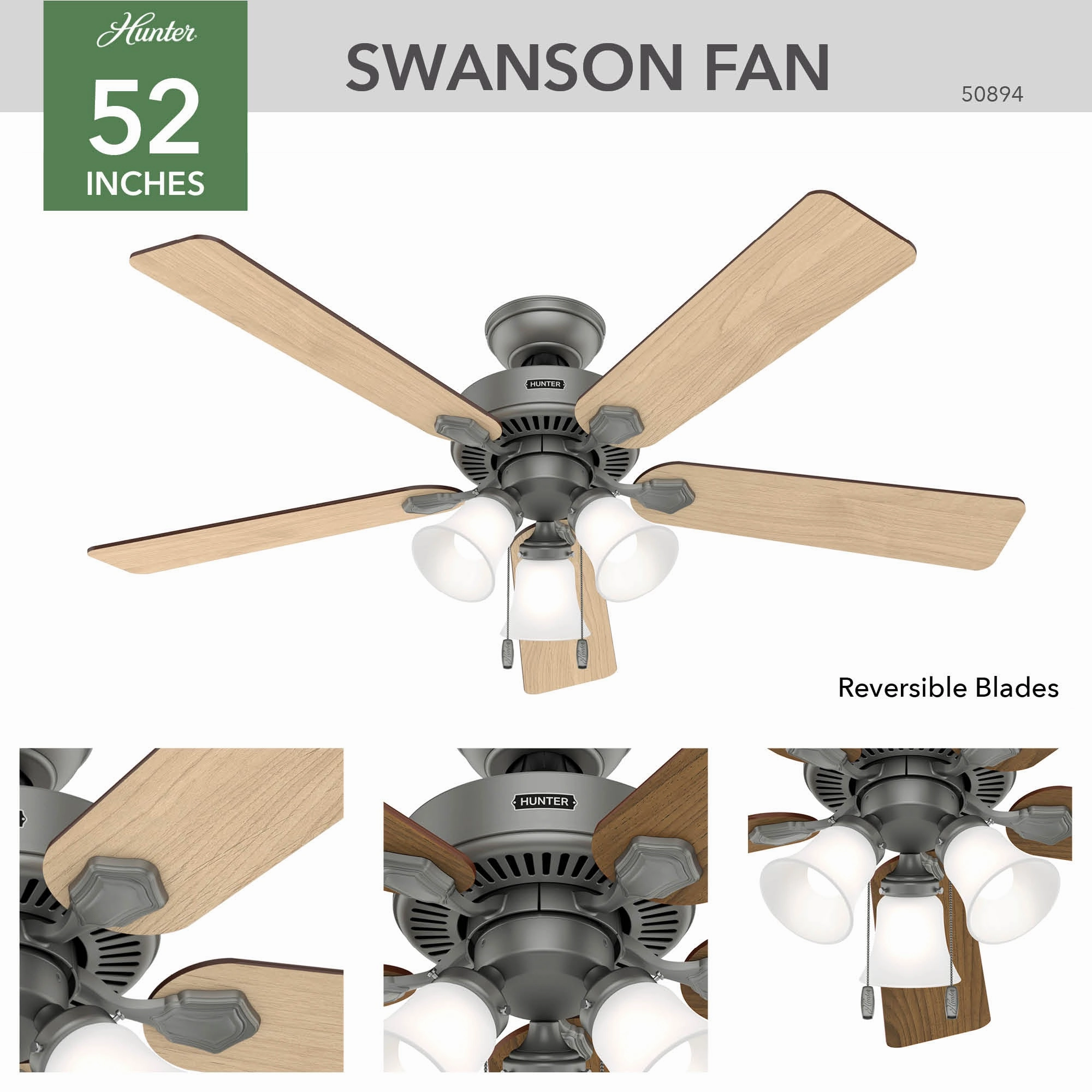 Swanson 52"Ceiling Fan Matte Silver