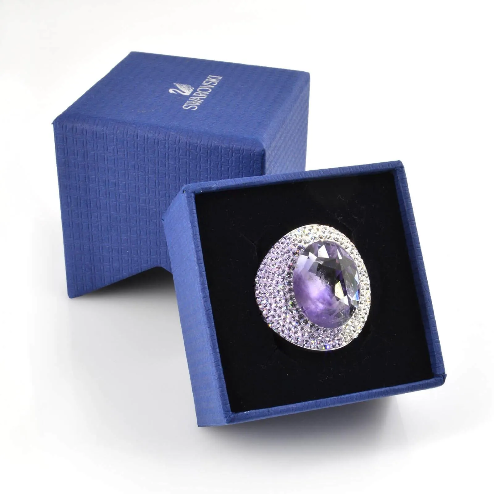 Swarovski Jewelry Swarovski Allure Collection Violet Gemstone Crystal Silver Tone Ring Size 55 | 5125093
