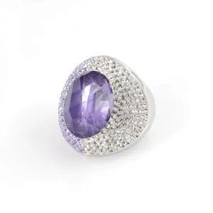 Swarovski Jewelry Swarovski Allure Collection Violet Gemstone Crystal Silver Tone Ring Size 55 | 5125093