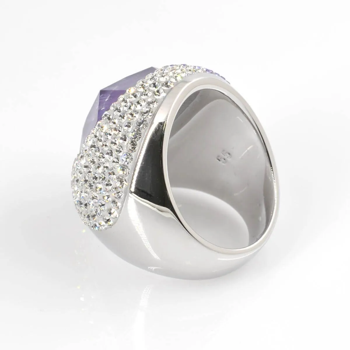 Swarovski Jewelry Swarovski Allure Collection Violet Gemstone Crystal Silver Tone Ring Size 55 | 5125093