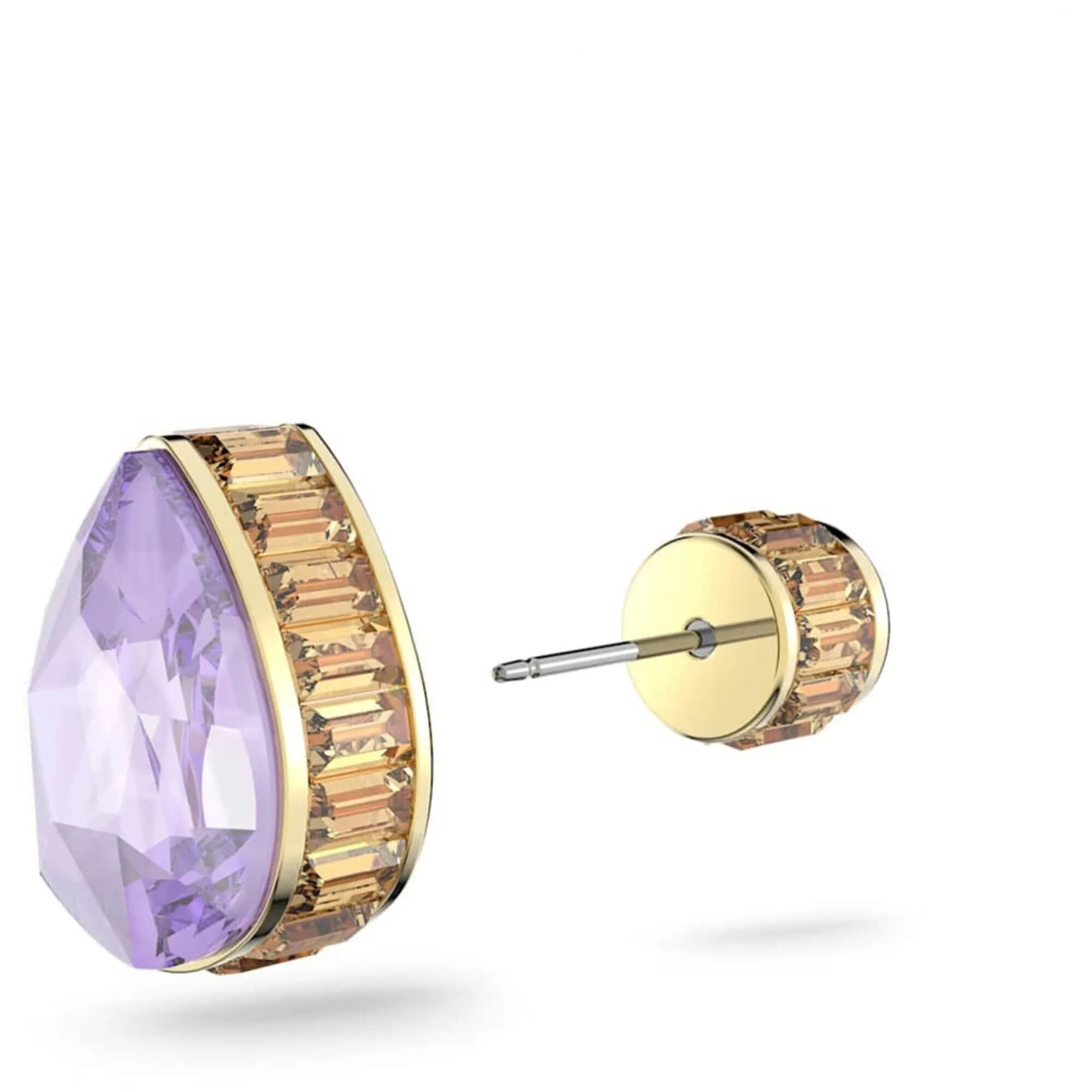 Swarovski Jewelry Swarovski Unisex Single Earring - Orbita Yellow Gold Drop Cut Purple Crystal | 5600524