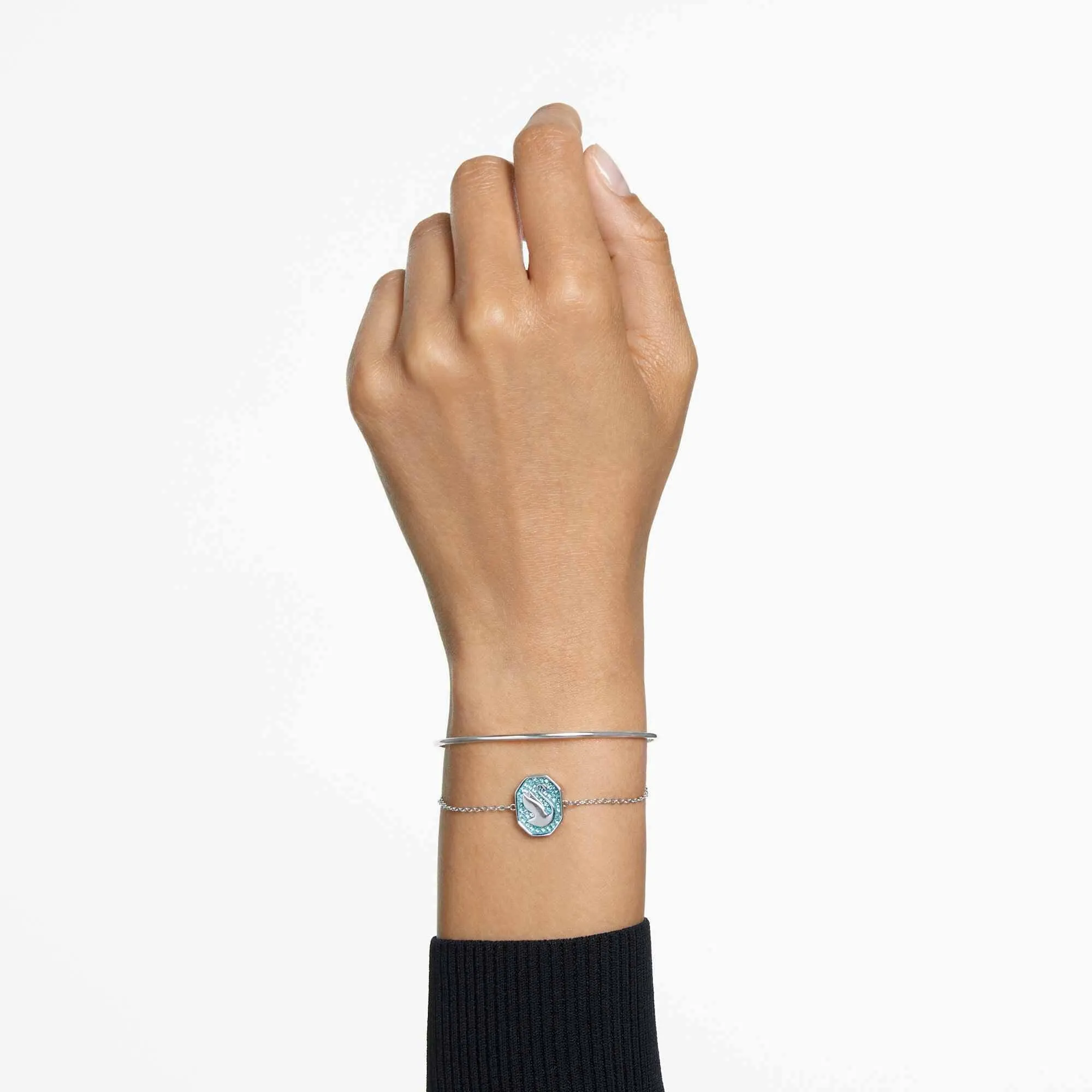 Swarovski Jewelry Swarovski Women's Bangle Bracelet - Signum Swan Blue Crystal Rhodium Plated | 5628552