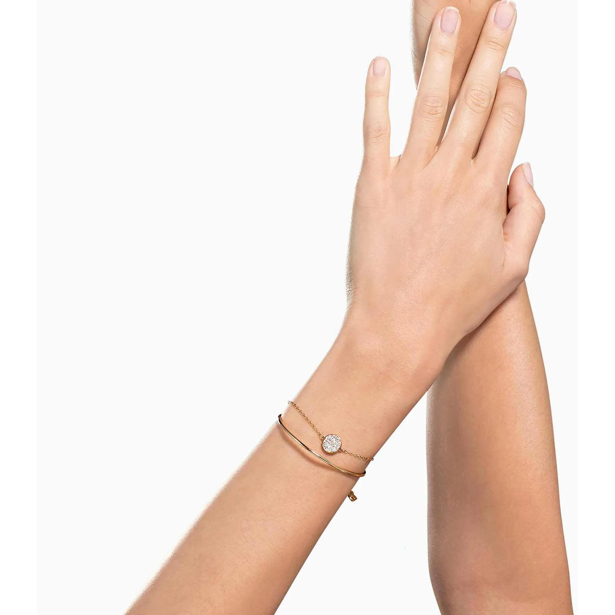 Swarovski Jewelry Swarovski Women's Bangle Bracelet - Sublima Crystal Pave Disc Rose Gold | 5274892