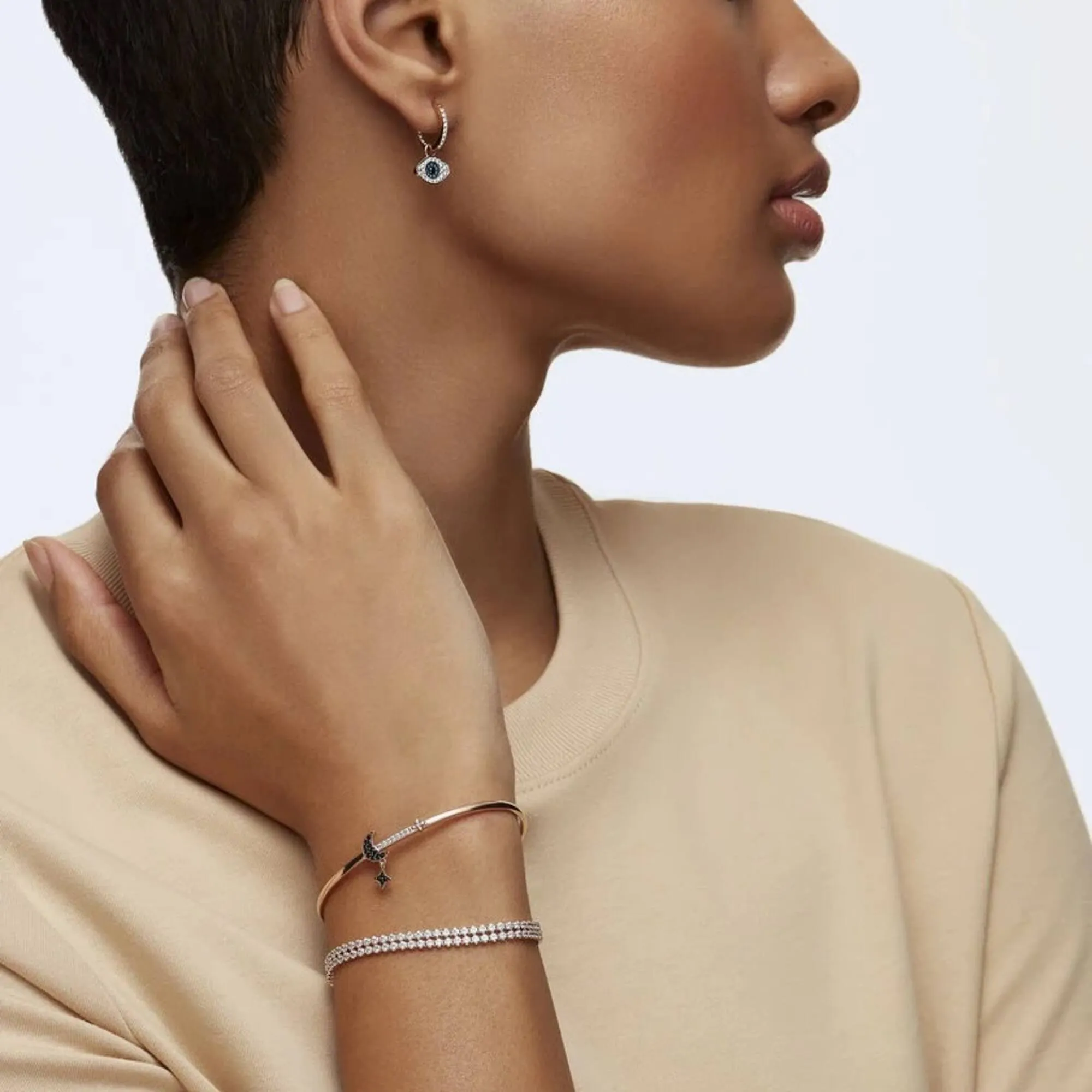 Swarovski Jewelry Swarovski Women's Bangle Bracelet - Swarovski Symbolic Duo Moon Rose Gold | 5429729