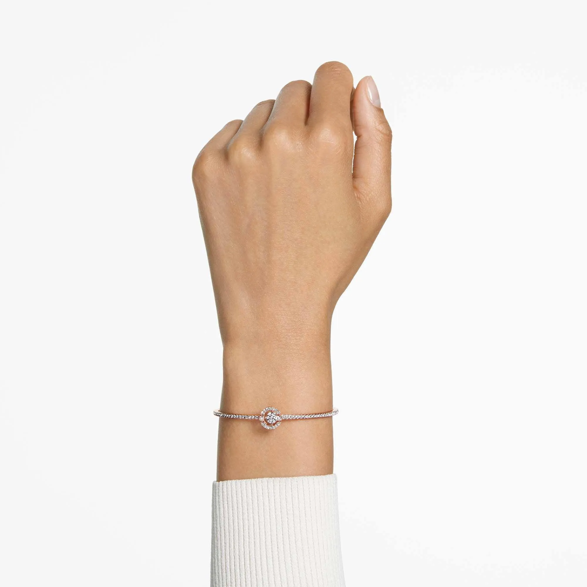 Swarovski Jewelry Swarovski Women's Bangle Bracelet - Una Round Cut Crystals Rose Gold Plated | 5497483