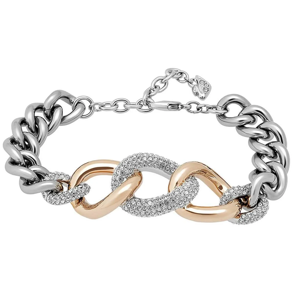 Swarovski Jewelry Swarovski Women's Bracelet - Bound Rose Gold & Silver Chain with Crystals | 5080042