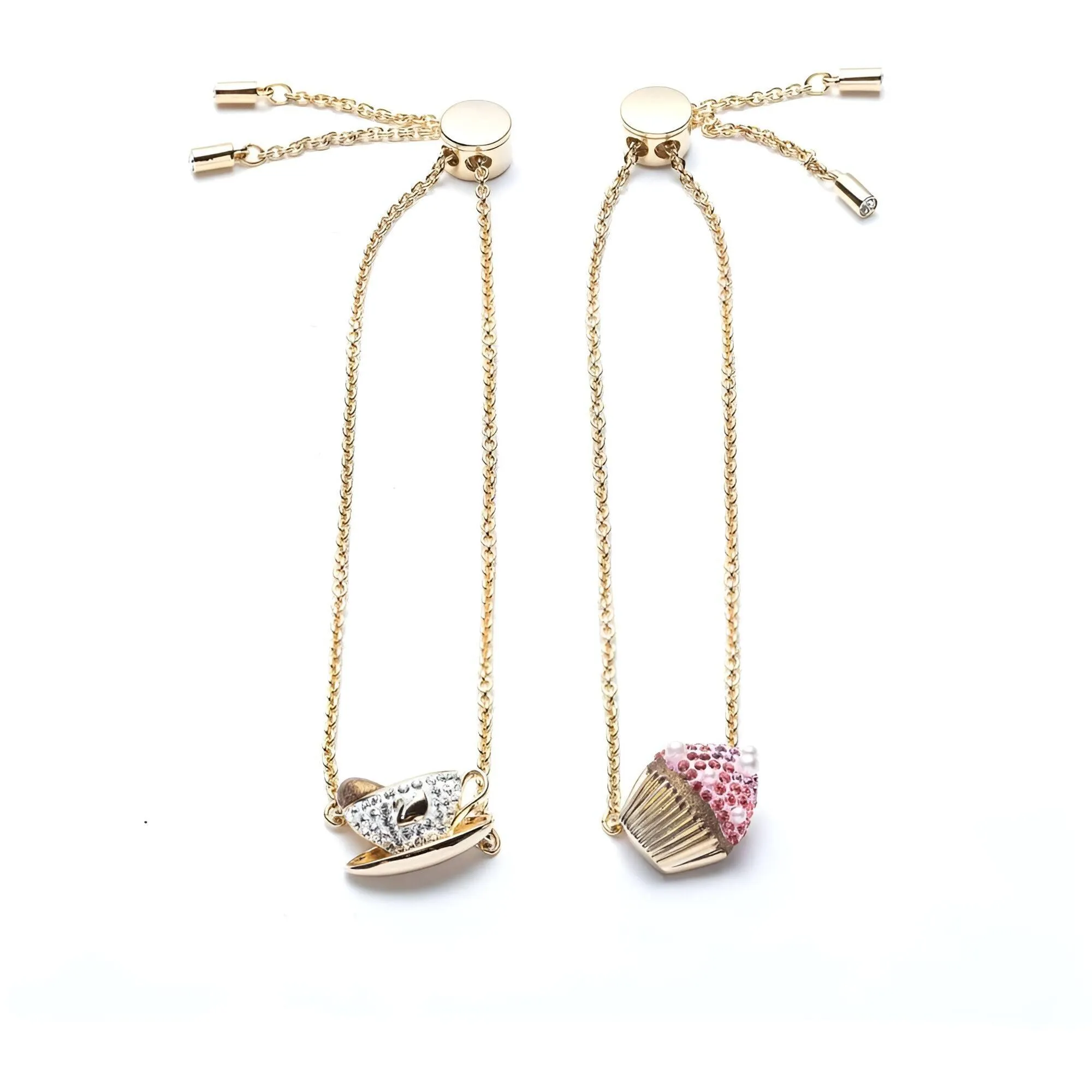 Swarovski Jewelry Swarovski Women's Bracelet - Nicest Cup of Tea and Cupcake Gold, Set of 2 | 5486079