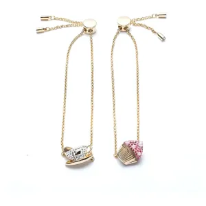 Swarovski Jewelry Swarovski Women's Bracelet - Nicest Cup of Tea and Cupcake Gold, Set of 2 | 5486079