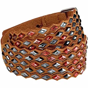 Swarovski Jewelry Swarovski Women's Bracelet - Power Brown Fabric and Red, Gold Crystals | 5572734