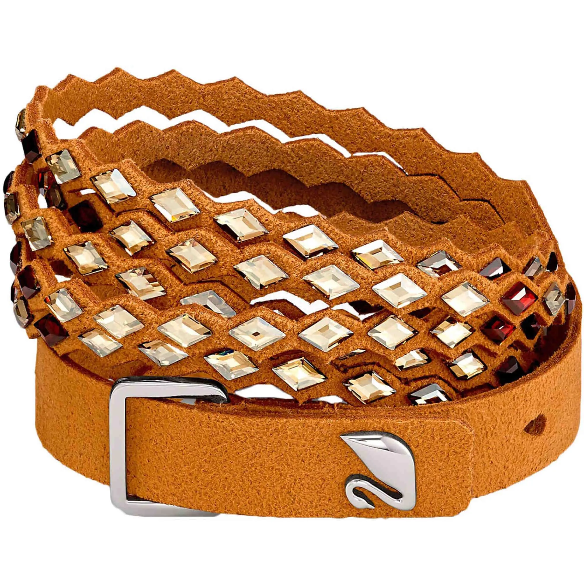 Swarovski Jewelry Swarovski Women's Bracelet - Power Brown Fabric and Red, Gold Crystals | 5572734