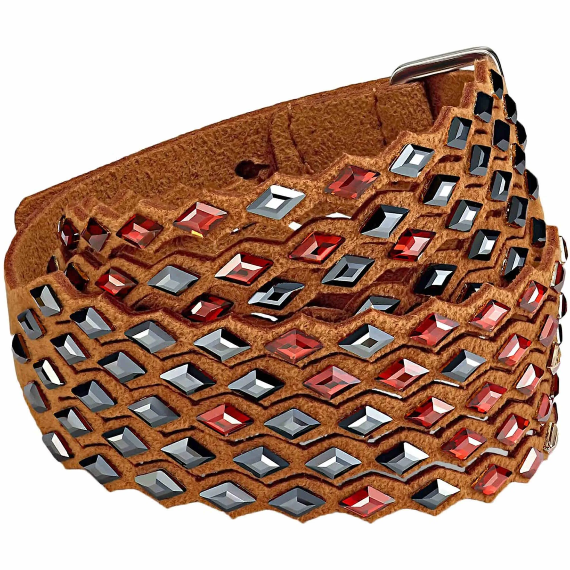 Swarovski Jewelry Swarovski Women's Bracelet - Power Brown Fabric and Red, Gold Crystals | 5572734