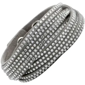 Swarovski Jewelry Swarovski Women's Bracelet - Slake Grey Suede With Clear Crystals Wrap | 5181989