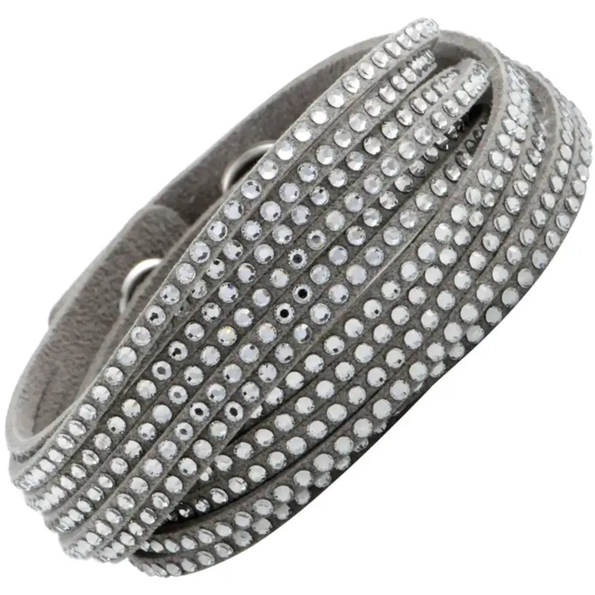 Swarovski Jewelry Swarovski Women's Bracelet - Slake Grey Suede With Clear Crystals Wrap | 5181989