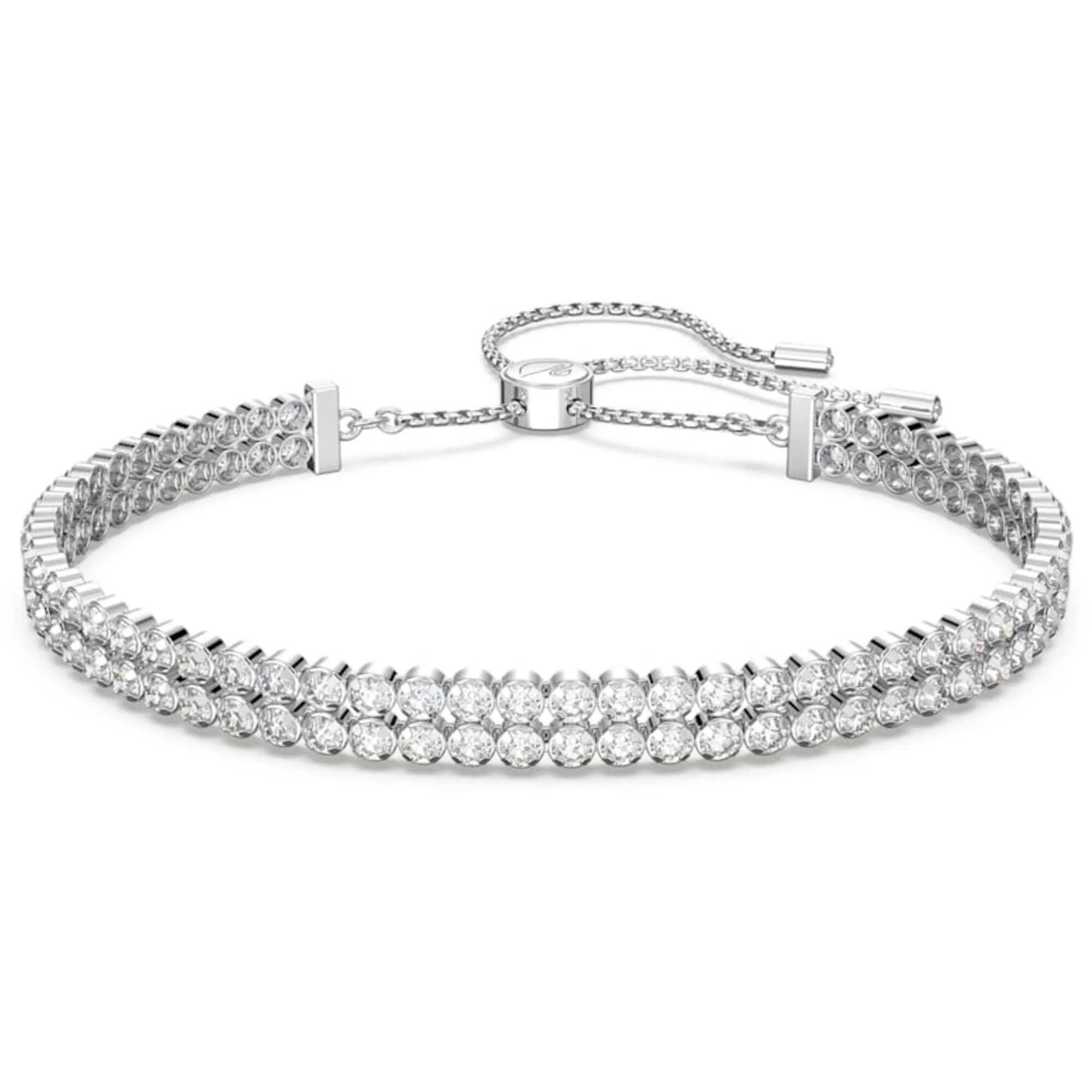 Swarovski Jewelry Swarovski Women's Bracelet - Subtle Crystals Two Strands Rhodium Plated | 5221397