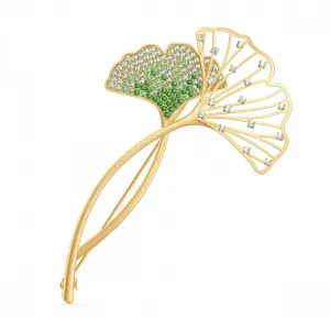 Swarovski Jewelry Swarovski Women's Brooch - Stunning Yellow Gold White and Green Crystals | 5518174