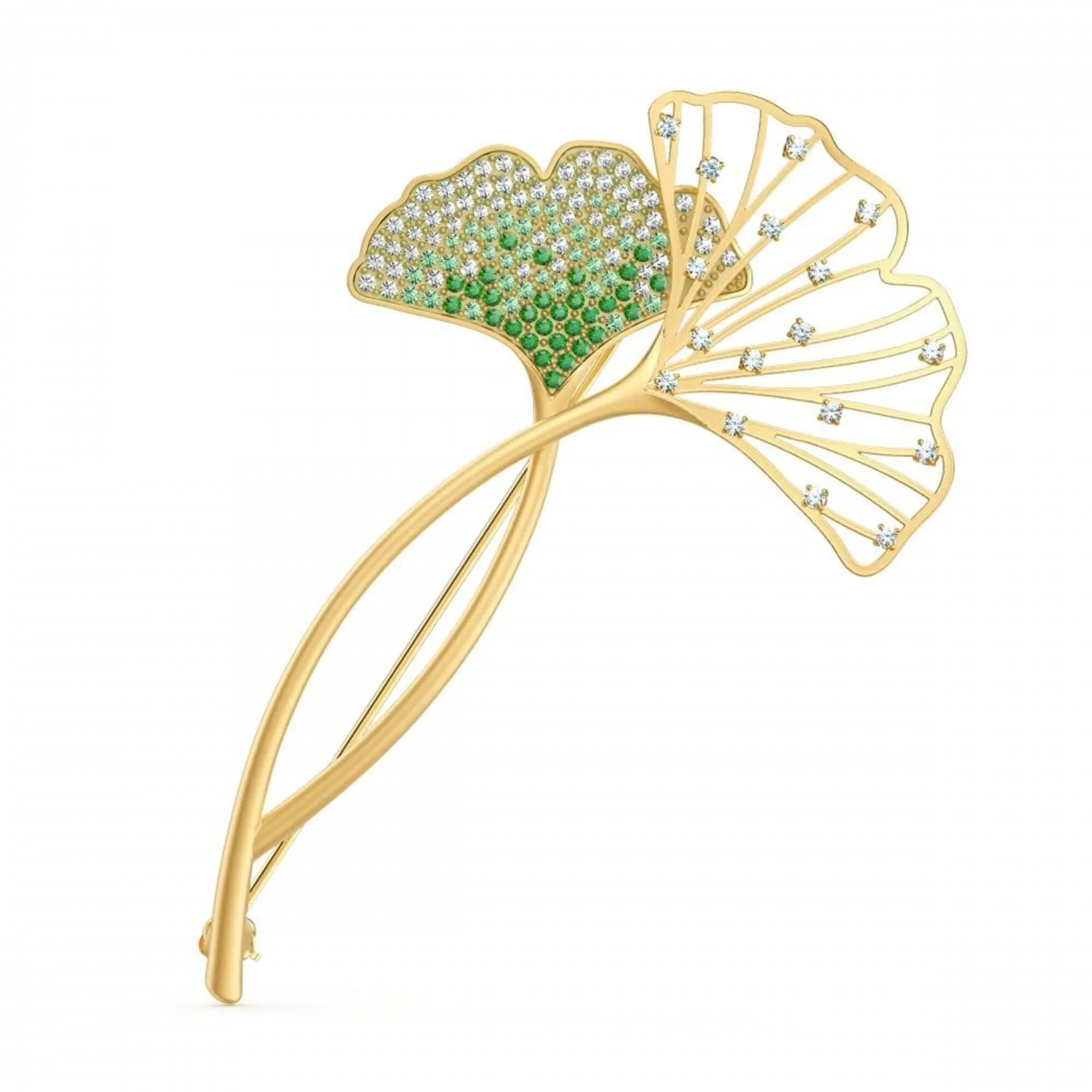 Swarovski Jewelry Swarovski Women's Brooch - Stunning Yellow Gold White and Green Crystals | 5518174