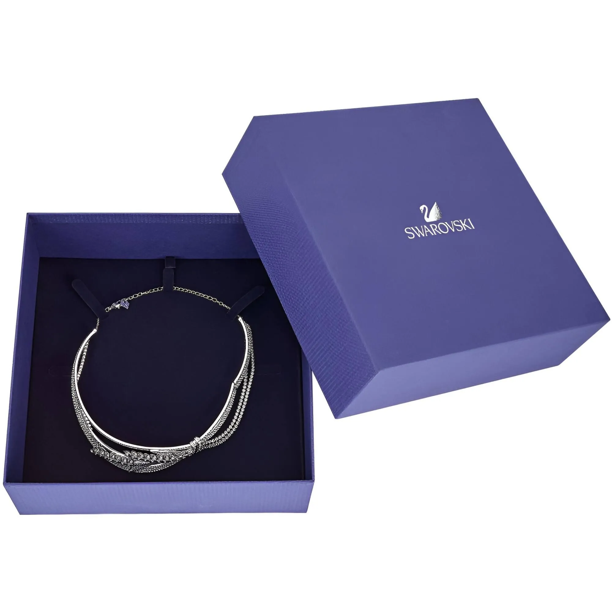 Swarovski Jewelry Swarovski Women's Choker Necklace - Lucia Rhodium Plated Clear Crystal Knot | 5388861
