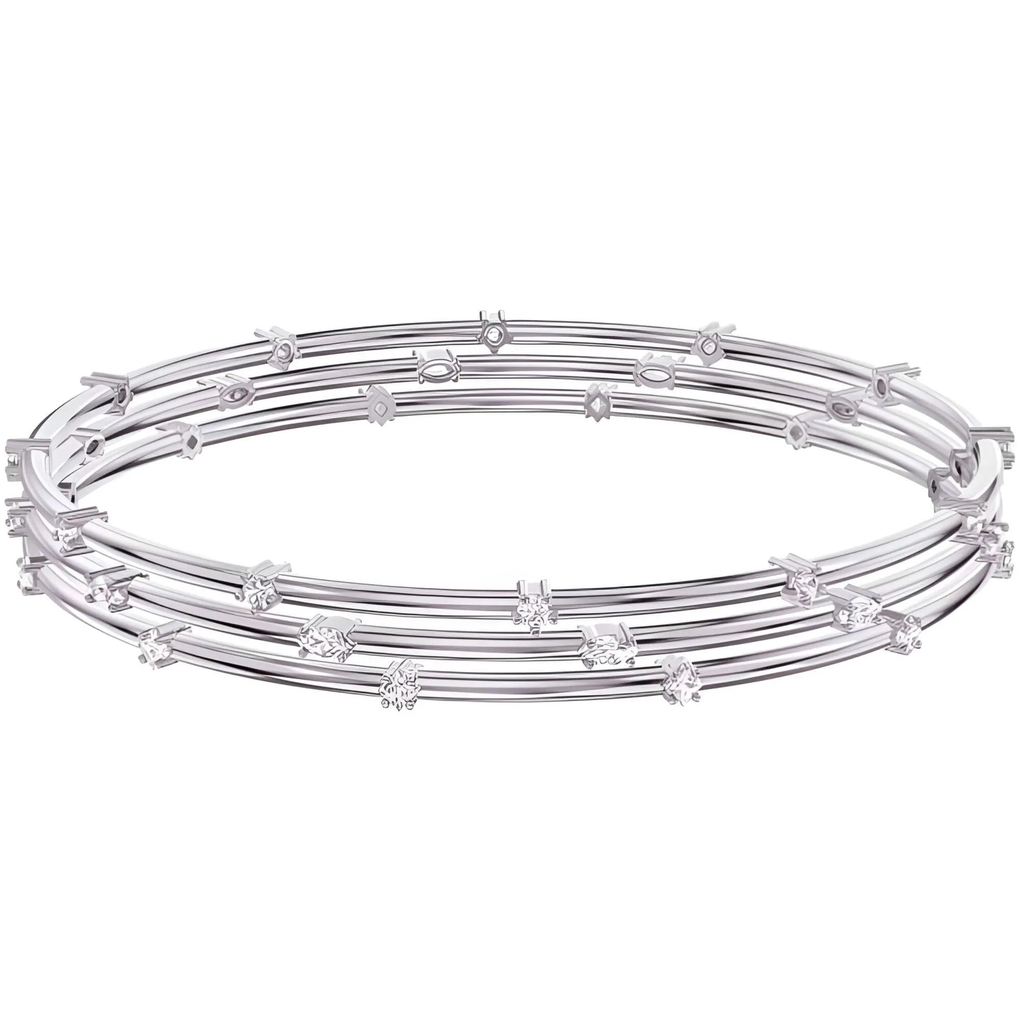Swarovski Jewelry Swarovski Women's Cluster Bangle - Moonsun Rhodium Plated Crystal Silver | 5508875