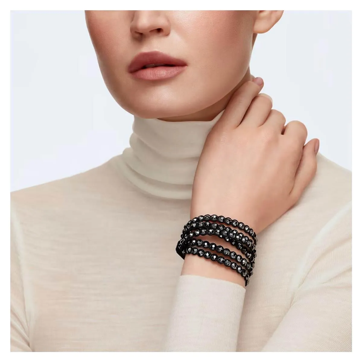 Swarovski Jewelry Swarovski Women's Double-Wrap Bracelet - Power Black Rhodium Plated Crystals | 5512512