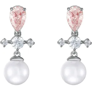 Swarovski Jewelry Swarovski Women's Drop Earrings - Perfection Pierced Pearl Rhodium Plated | 5516592