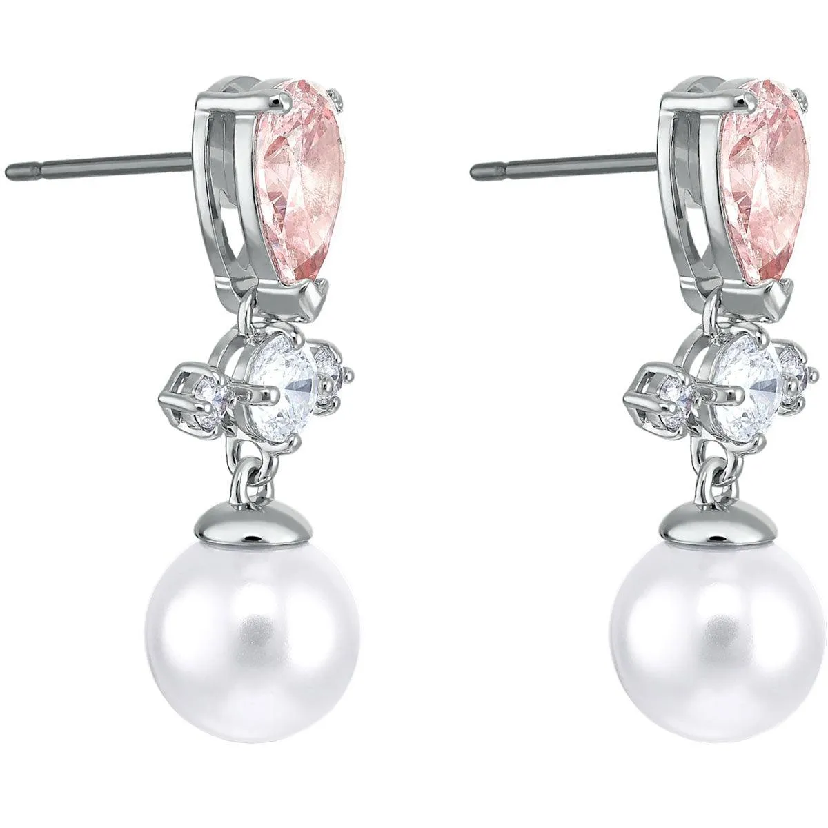 Swarovski Jewelry Swarovski Women's Drop Earrings - Perfection Pierced Pearl Rhodium Plated | 5516592