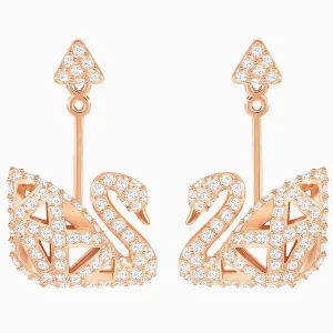Swarovski Jewelry Swarovski Women's Earrings - Facet Swan Crystals Pave Rose Gold Pierced | 5358058