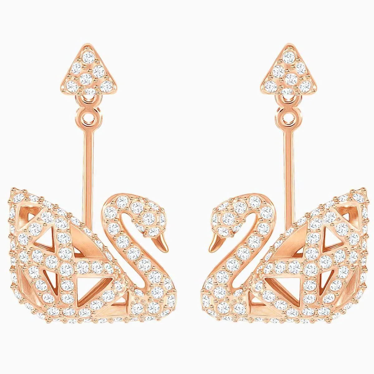 Swarovski Jewelry Swarovski Women's Earrings - Facet Swan Crystals Pave Rose Gold Pierced | 5358058