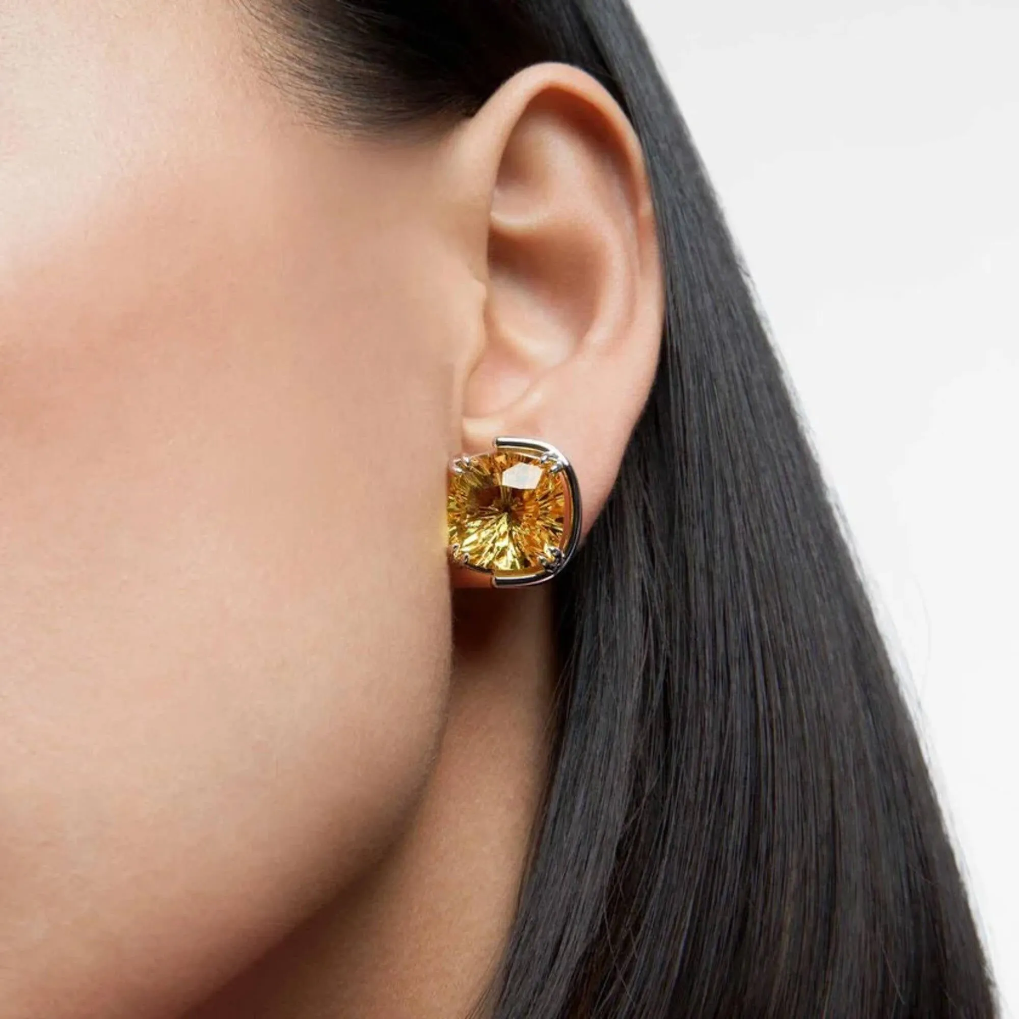 Swarovski Jewelry Swarovski Women's Earrings - Harmonia Yellow Cushion Cut Crystals Stud | 5616511