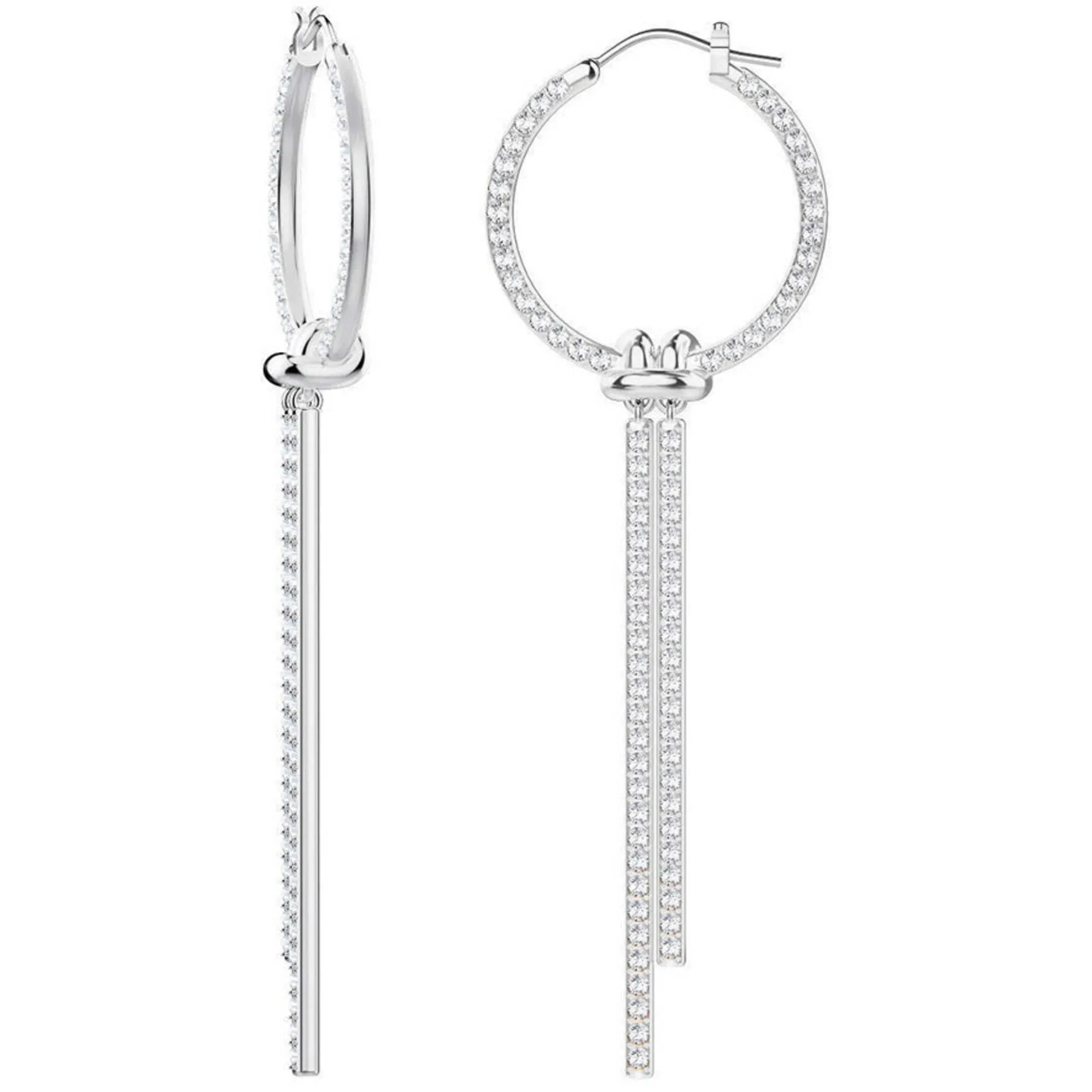 Swarovski Jewelry Swarovski Women's Earrings - Lifelong Crystal Rhodium Plated Hoop Pierced | 5392184