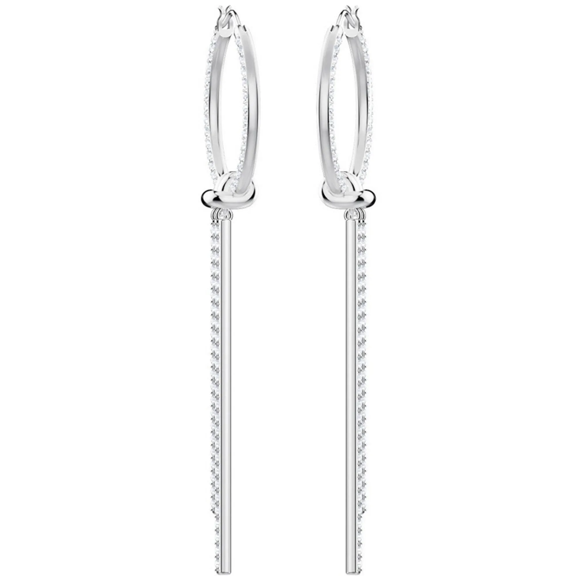 Swarovski Jewelry Swarovski Women's Earrings - Lifelong Crystal Rhodium Plated Hoop Pierced | 5392184