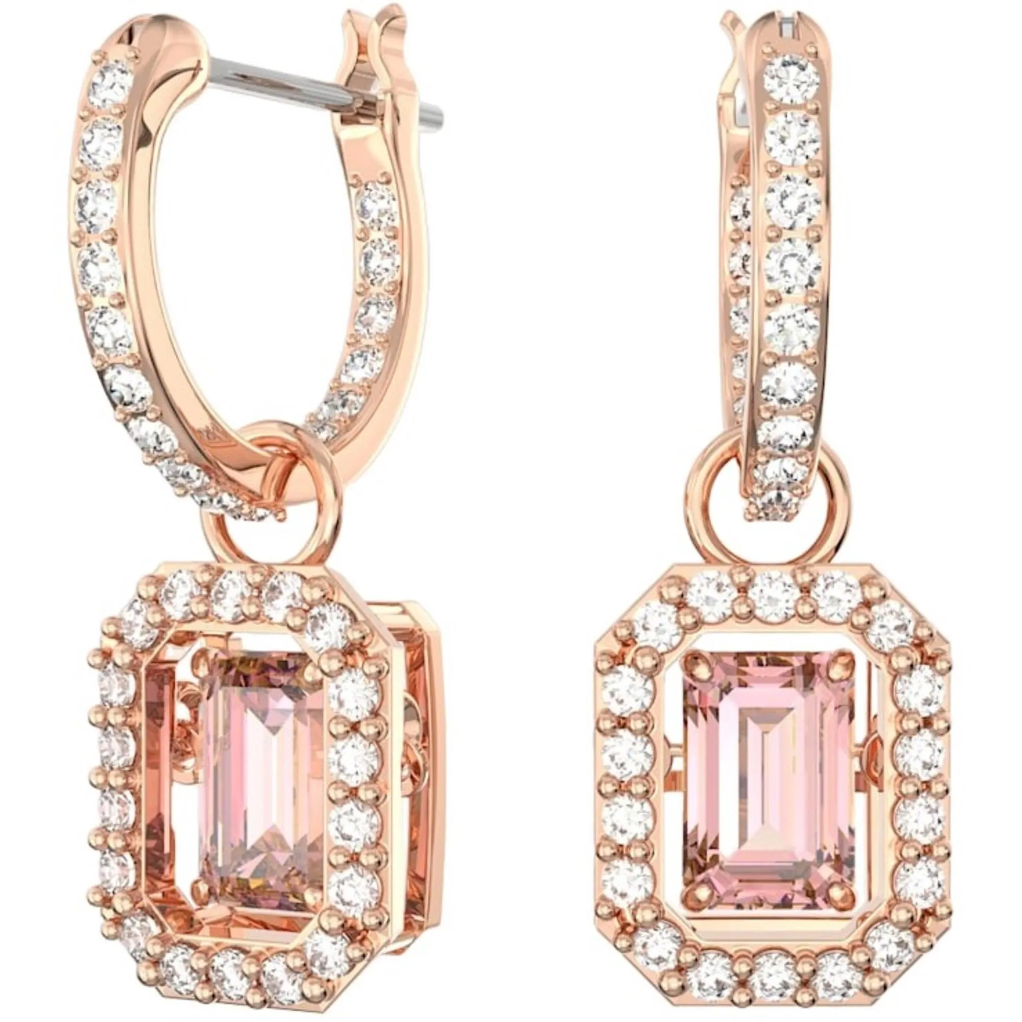 Swarovski Jewelry Swarovski Women's Earrings - Millenia Octagon Cut Pink Stone Rose Gold | 5649474