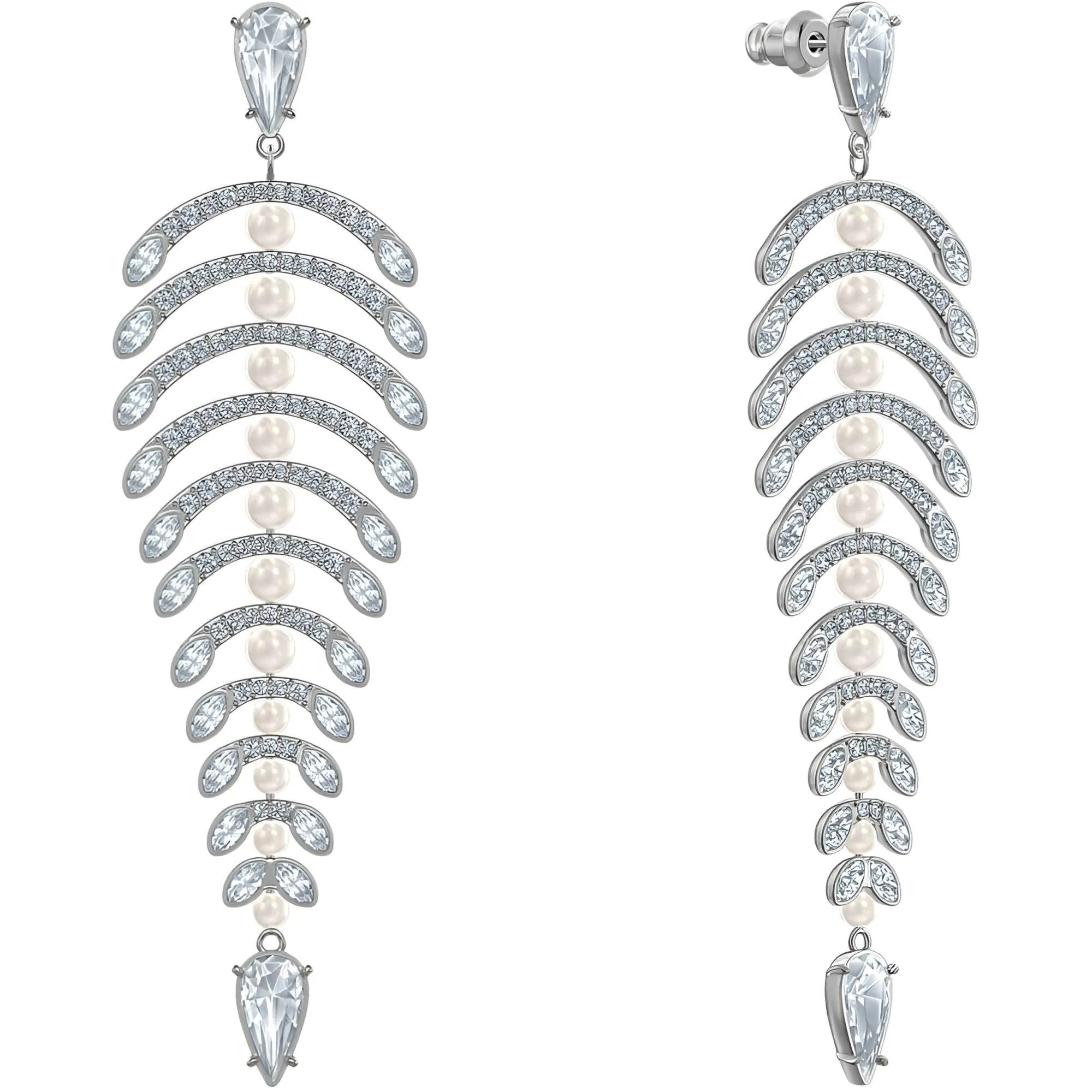Swarovski Jewelry Swarovski Women's Earrings - Polar Bestiary White Crystals Rhodium Plated | 5489887