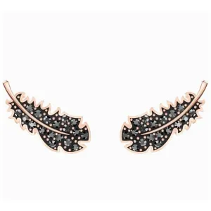 Swarovski Jewelry Swarovski Women's Earrings - Power Rose Gold Plated Black Crystals | 5516010
