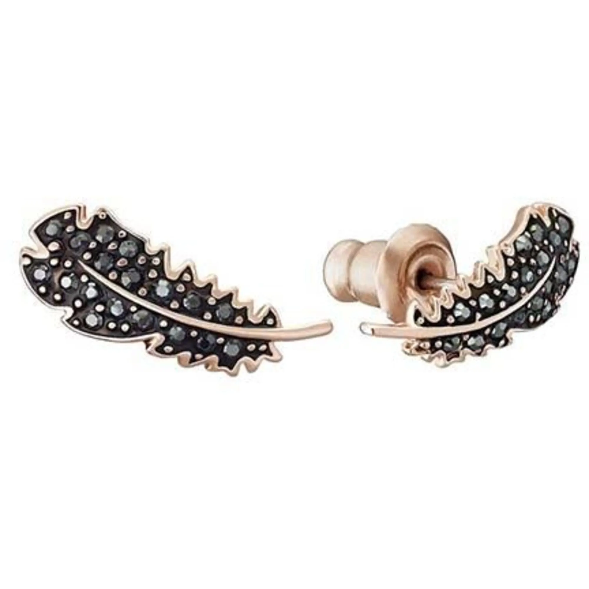 Swarovski Jewelry Swarovski Women's Earrings - Power Rose Gold Plated Black Crystals | 5516010