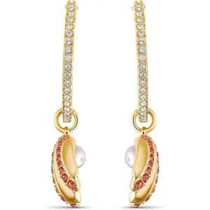 Swarovski Jewelry Swarovski Women's Earrings - Shell Pearl Yellow Gold Red and White Crystal | 5524185