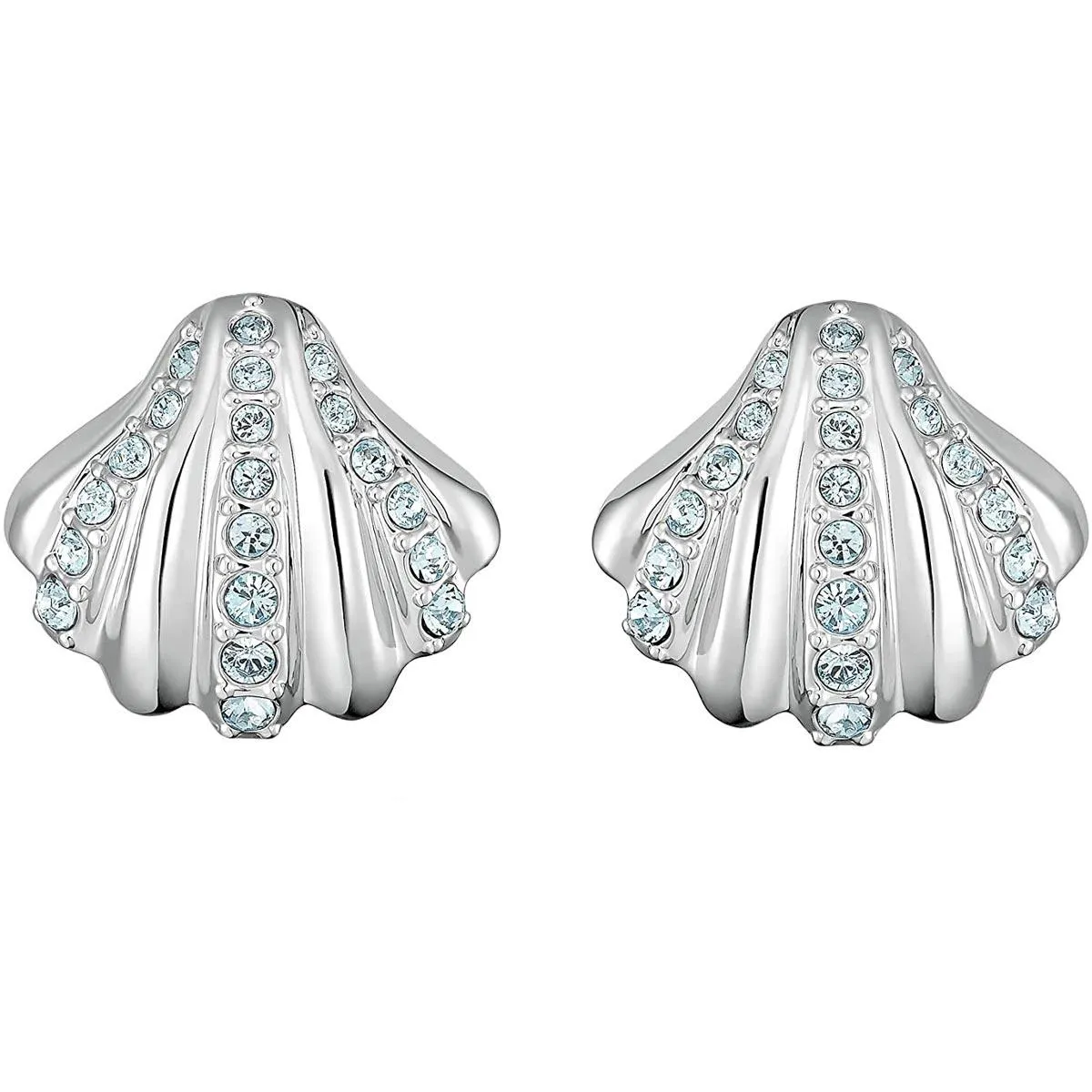 Swarovski Jewelry Swarovski Women's Earrings - Shell Rhodium Plated Blue Crystals Pierced | 5526494